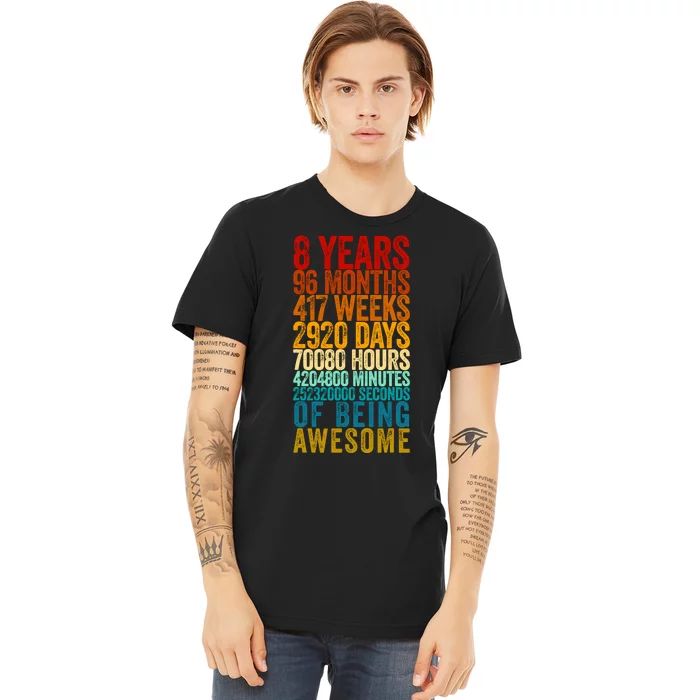 Funny 8th Birthday Old Meter Funny 8 Year Old Gifts Premium T-Shirt