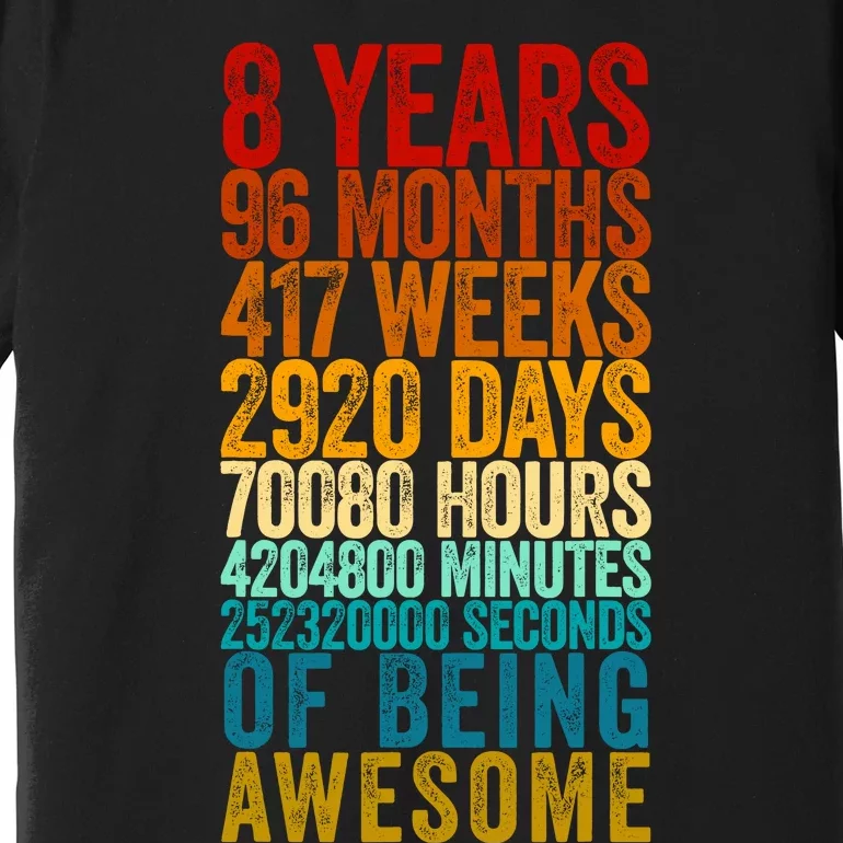 Funny 8th Birthday Old Meter Funny 8 Year Old Gifts Premium T-Shirt