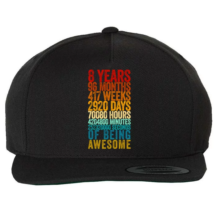 Funny 8th Birthday Old Meter Funny 8 Year Old Gifts Wool Snapback Cap