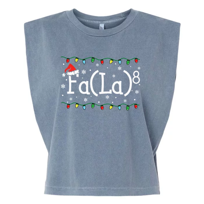 Fa 8 Funny Christmas Santa Fa La Math Teacher Student Garment-Dyed Women's Muscle Tee