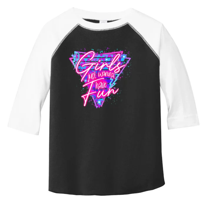 Funny 80s Girl Just Wanna Have Fun Nostalgia 1980s Toddler Fine Jersey T-Shirt