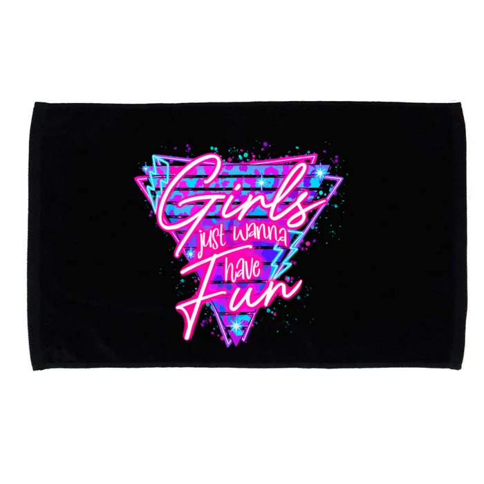 Funny 80S Girl Just Wanna Have Fun 1980s Style Microfiber Hand Towel