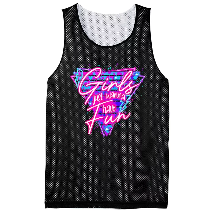 Funny 80S Just Wanna Have Fun 1980s Style Mesh Reversible Basketball Jersey Tank