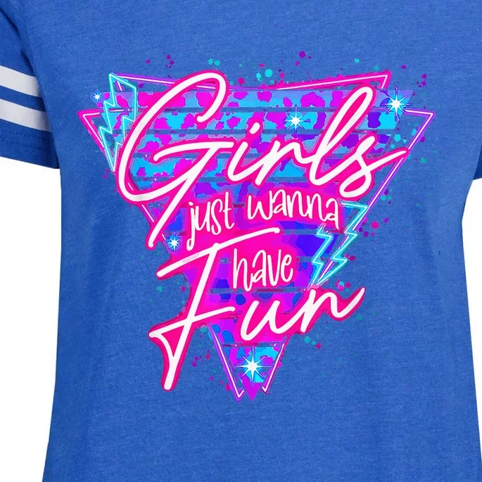 Funny 80S Just Wanna Have Fun 1980s Style Enza Ladies Jersey Football T-Shirt