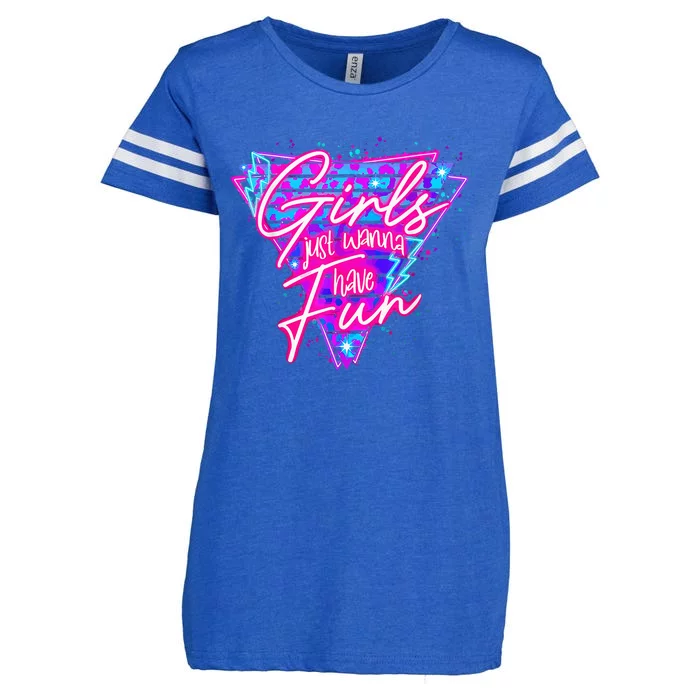 Funny 80S Just Wanna Have Fun 1980s Style Enza Ladies Jersey Football T-Shirt