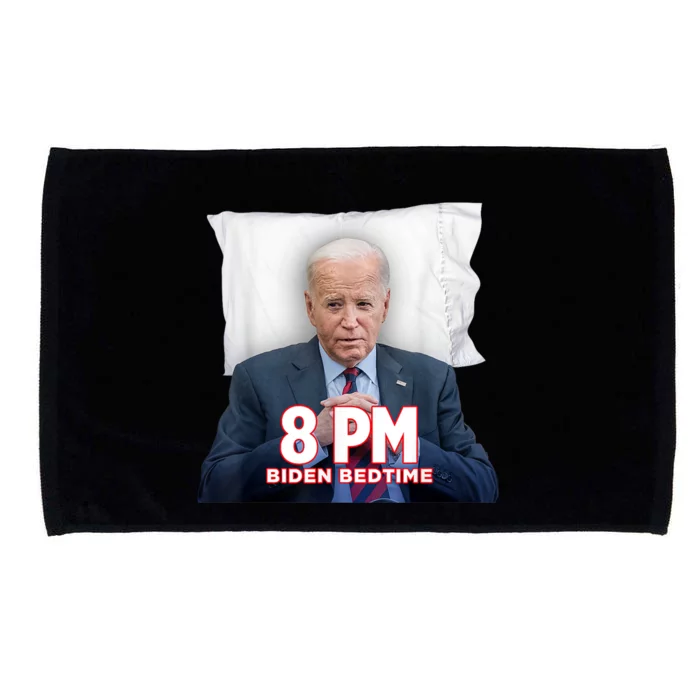 Funny 8 Pm Biden Bedtime Biden Trump Vs Biden Debate 2024 Microfiber Hand Towel