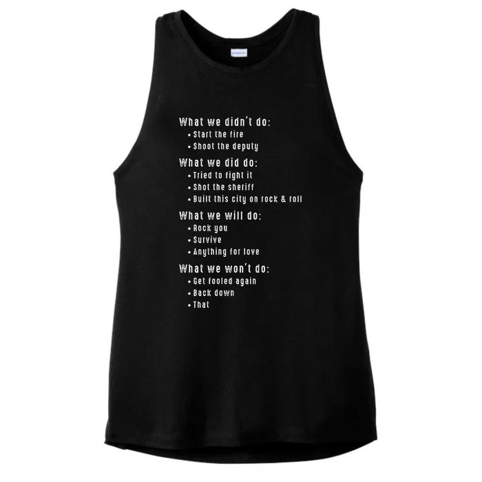 Funny 80s Rock Songs Music Lyrics Eighties 70s Rocker Ladies Tri-Blend Wicking Tank