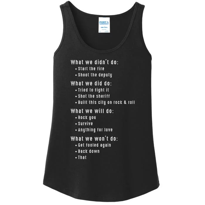 Funny 80s Rock Songs Music Lyrics Eighties 70s Rocker Ladies Essential Tank