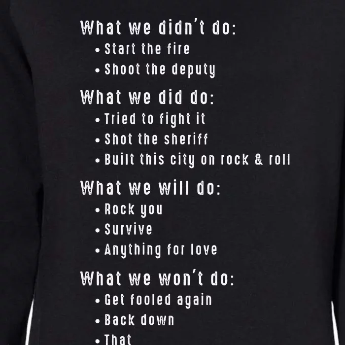 Funny 80s Rock Songs Music Lyrics Eighties 70s Rocker Womens California Wash Sweatshirt