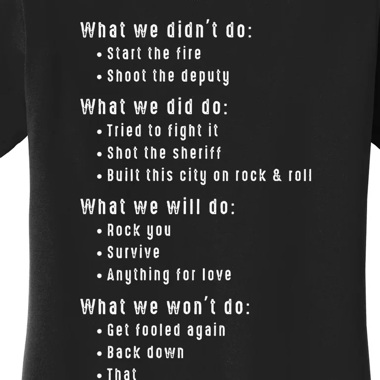 Funny 80s Rock Songs Music Lyrics Eighties 70s Rocker Women's T-Shirt