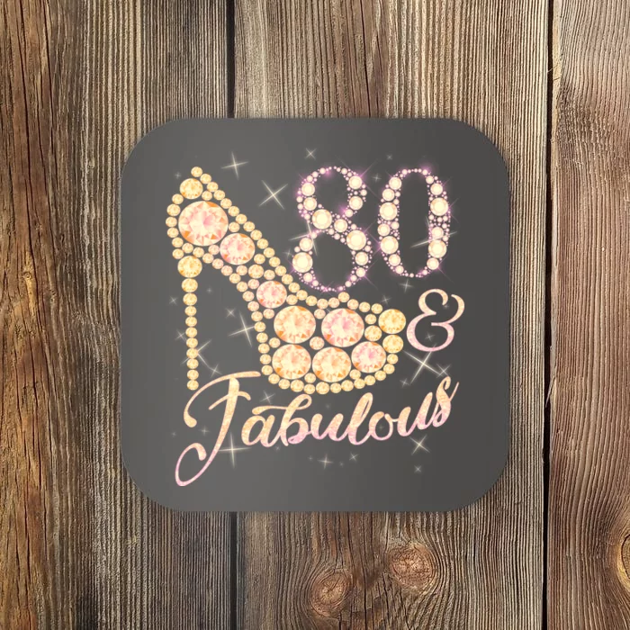 Fabulous & 80 Sparkly Heel 80th Birthday Coaster