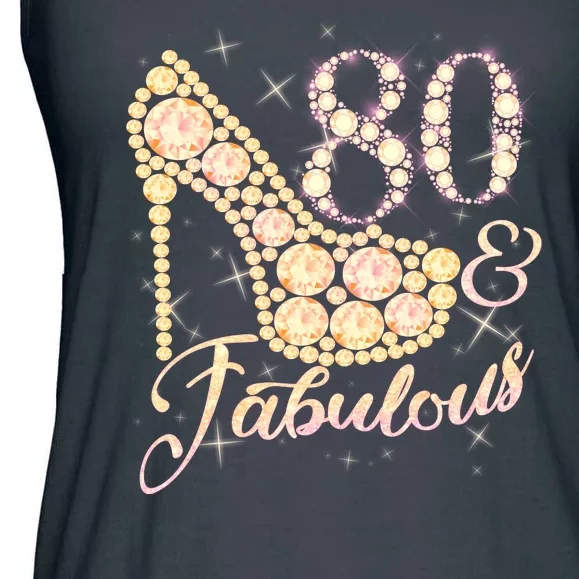 Fabulous & 80 Sparkly Heel 80th Birthday Ladies Essential Flowy Tank