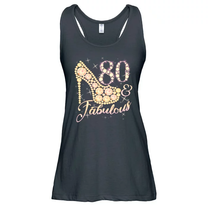 Fabulous & 80 Sparkly Heel 80th Birthday Ladies Essential Flowy Tank