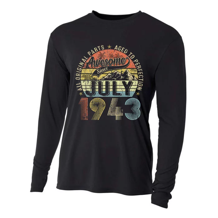 Funny 80 Year Old July 1943 Vintage Retro 80th Birthday Gift Cooling Performance Long Sleeve Crew