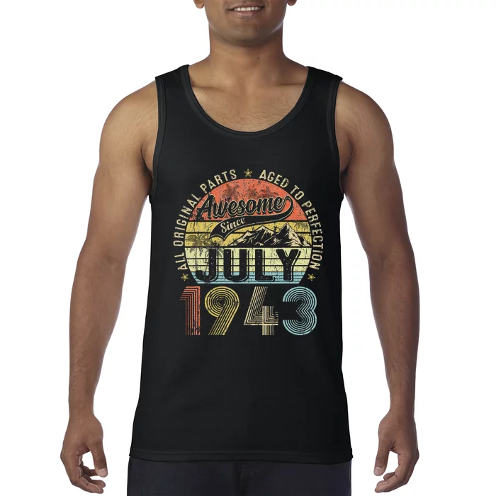 Funny 80 Year Old July 1943 Vintage Retro 80th Birthday Gift Tank Top