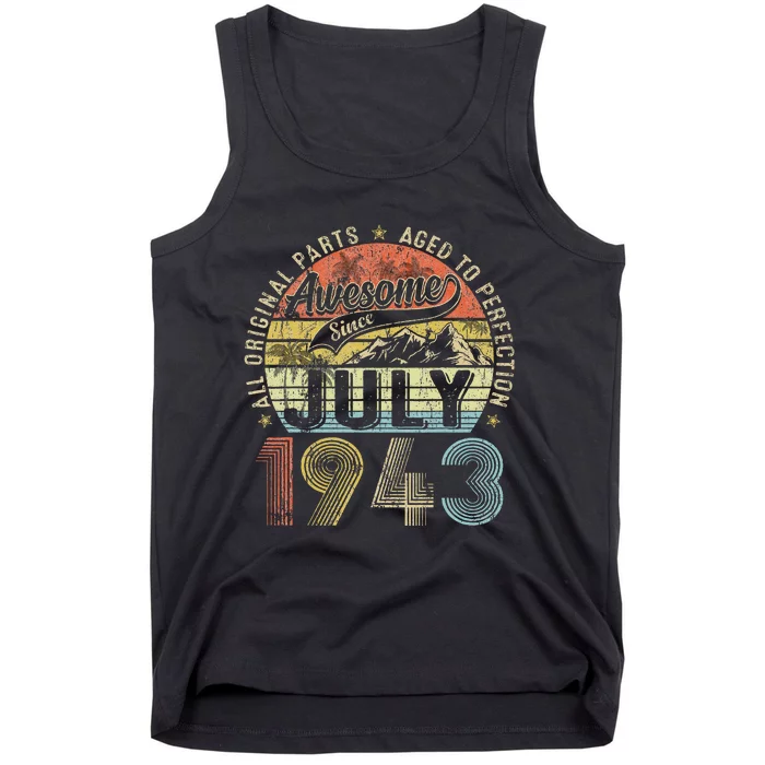 Funny 80 Year Old July 1943 Vintage Retro 80th Birthday Gift Tank Top