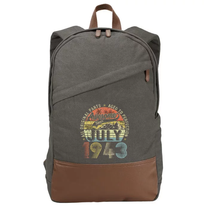 Funny 80 Year Old July 1943 Vintage Retro 80th Birthday Gift Cotton Canvas Backpack