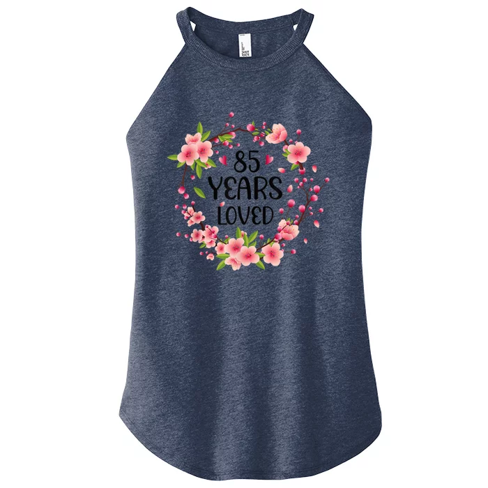 Floral 85 Years Old 85th Birthday Present Wo 85 Years Loved Women’s Perfect Tri Rocker Tank