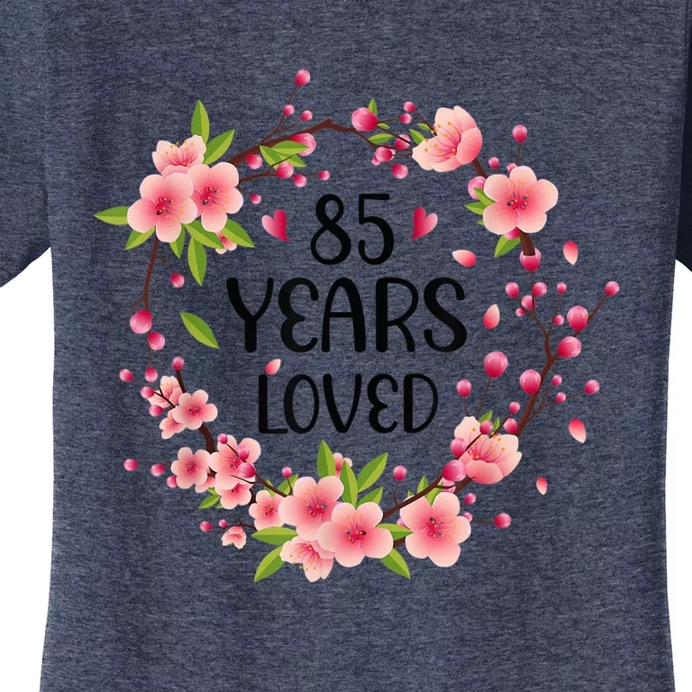 Floral 85 Years Old 85th Birthday Present Wo 85 Years Loved Women's T-Shirt