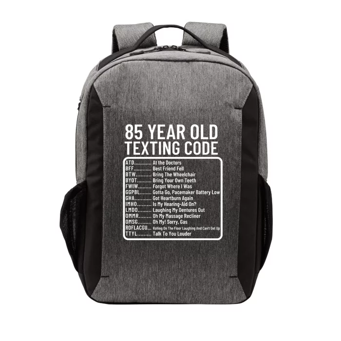 Funny 85 Year Old Texting Code Birthday Vector Backpack