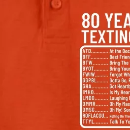 Funny 80 Year Old Texting Code Birthday Dry Zone Grid Performance Polo