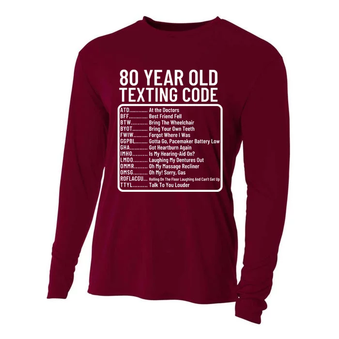 Funny 80 Year Old Texting Code Birthday Cooling Performance Long Sleeve Crew