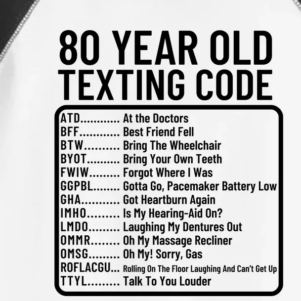 Funny 80 Year Old Texting Code Birthday Toddler Fine Jersey T-Shirt