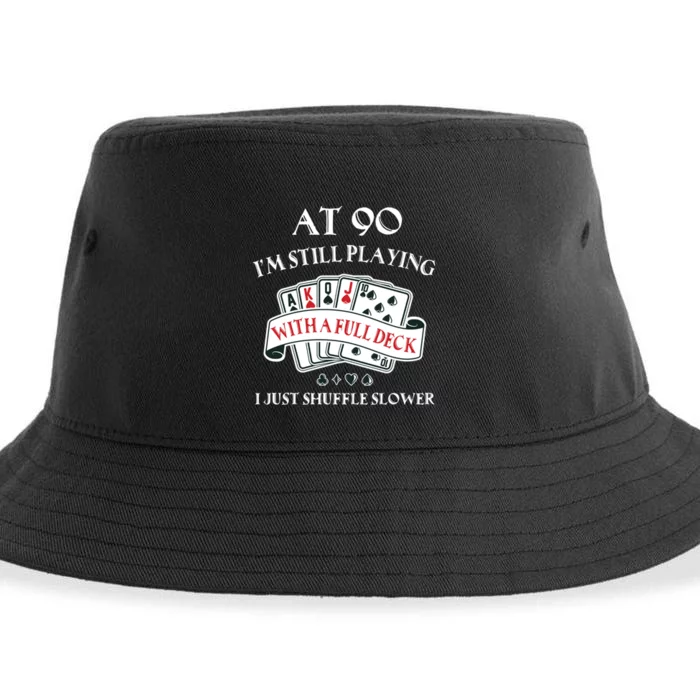 Funny 90th Birthday Gag Gift for 90 Year Old Playing Cards Sustainable Bucket Hat