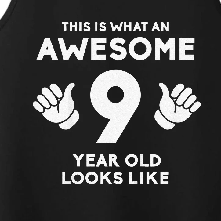 Funny 9th Birthday Gift Funny Bday Party 9 Year Old Performance Tank