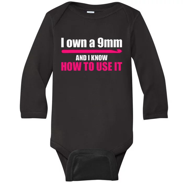 Funny 9mm Crochet Hook Crocheter Designs Wo Quilter Baby Long Sleeve Bodysuit