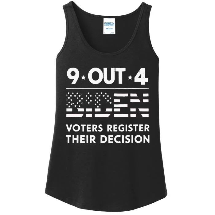 Funny 9 Out Of 4 Biden Voters Regret Their Decision Usa Flag Ladies Essential Tank