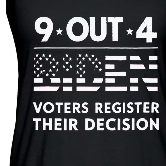 Funny 9 Out Of 4 Biden Voters Regret Their Decision Usa Flag Ladies Essential Flowy Tank