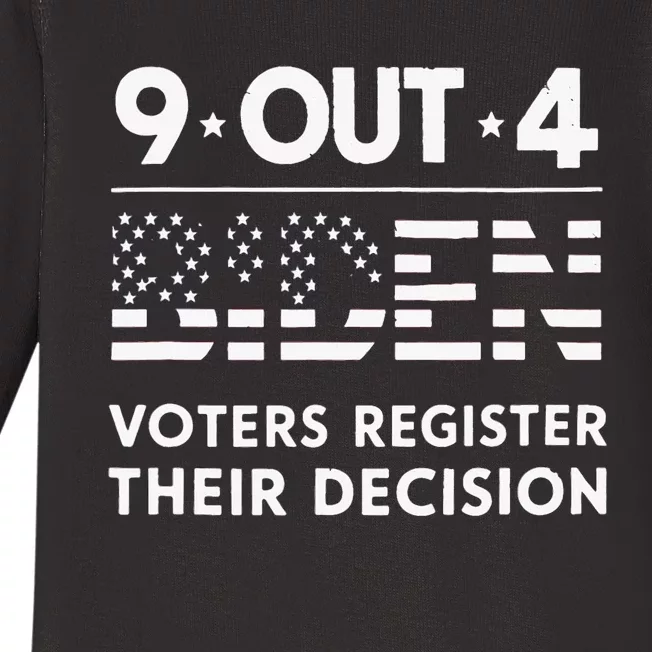 Funny 9 Out Of 4 Biden Voters Regret Their Decision Usa Flag Baby Long Sleeve Bodysuit