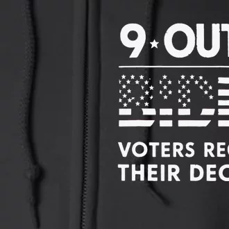 Funny 9 Out Of 4 Biden Voters Regret Their Decision Usa Flag Full Zip Hoodie