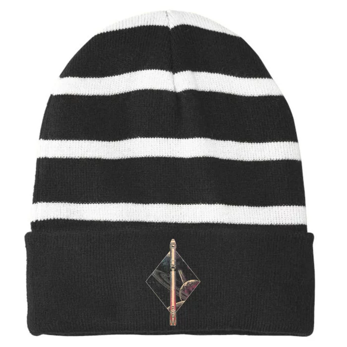 Falcon 9 Rocket Launch Vehicle Spaceflight Space Striped Beanie with Solid Band