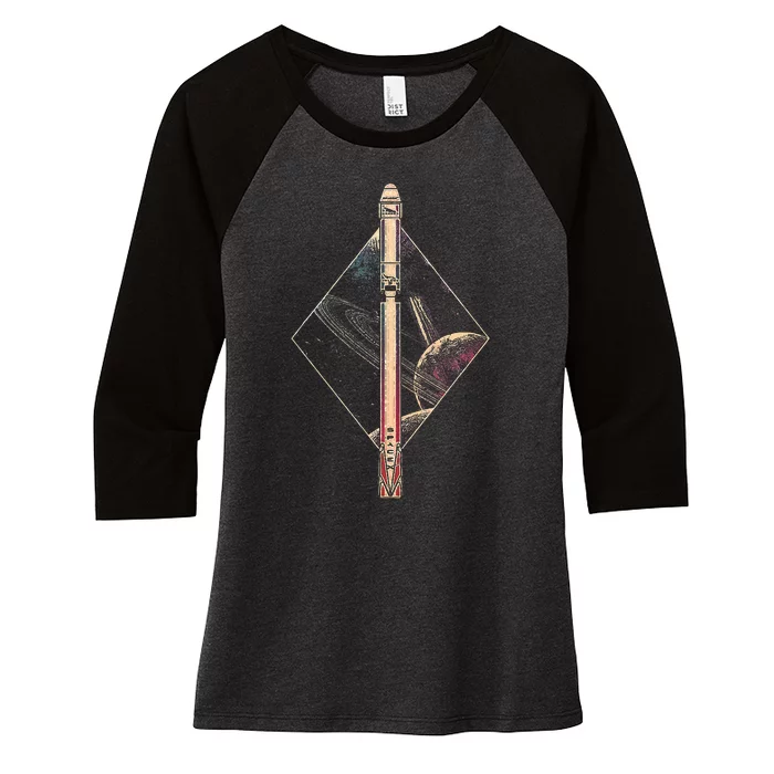 Falcon 9 Rocket Launch Vehicle Spaceflight Space Women's Tri-Blend 3/4-Sleeve Raglan Shirt