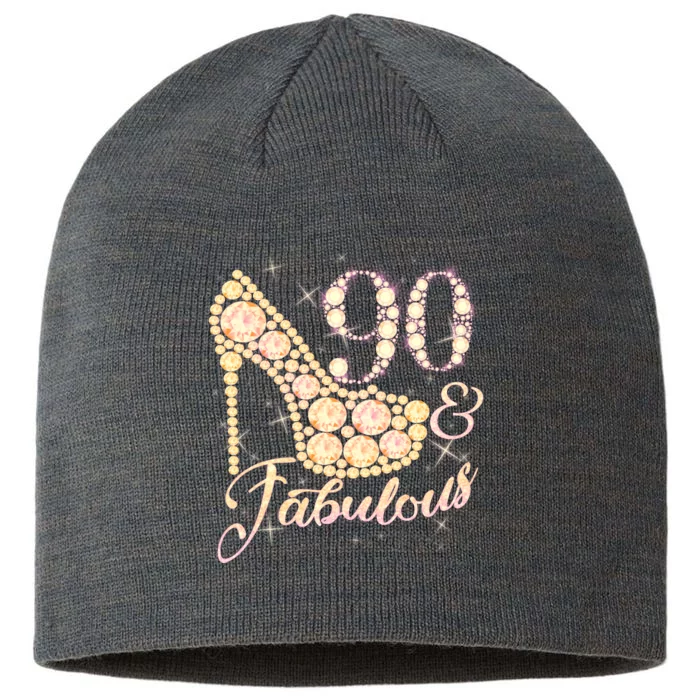 Fabulous & 90 Sparkly Heel 90th Birthday 8 1/2in Sustainable Knit Beanie