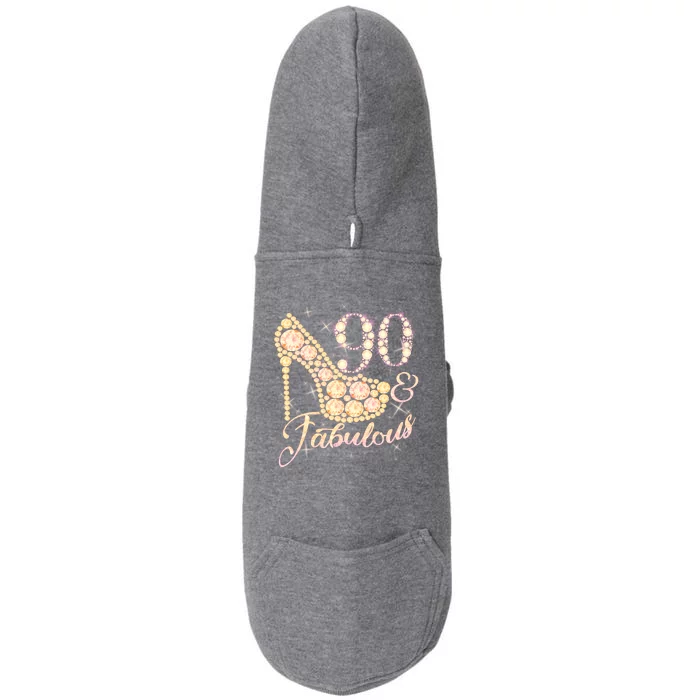 Fabulous & 90 Sparkly Heel 90th Birthday Doggie 3-End Fleece Hoodie