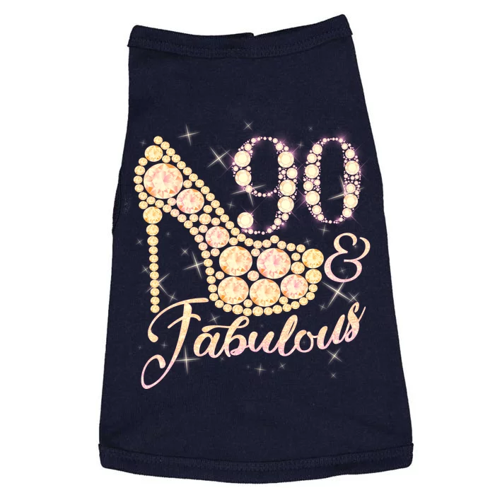 Fabulous & 90 Sparkly Heel 90th Birthday Doggie Tank