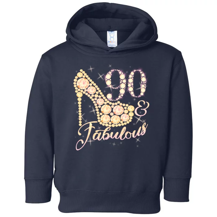 Fabulous & 90 Sparkly Heel 90th Birthday Toddler Hoodie