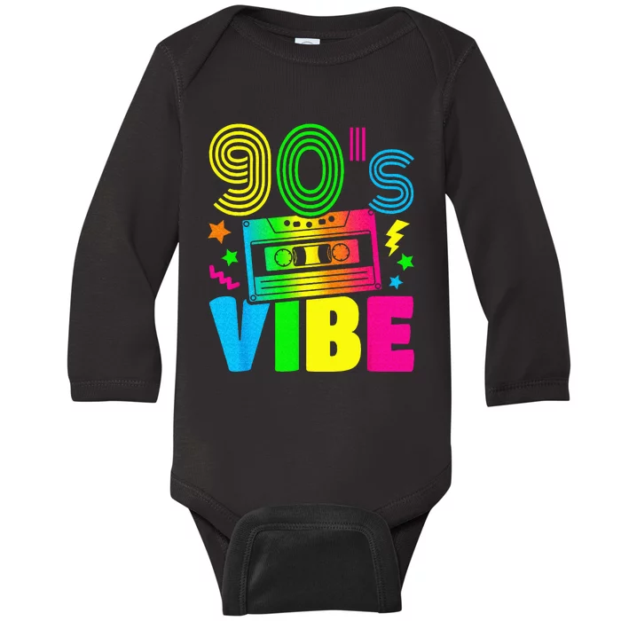 Funny 90s Vibe Retro 1990s 90s Styles Costume Party Outfit Baby Long Sleeve Bodysuit