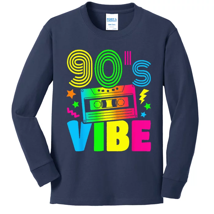 Funny 90s Vibe Retro 1990s 90s Styles Costume Party Outfit Kids Long Sleeve Shirt