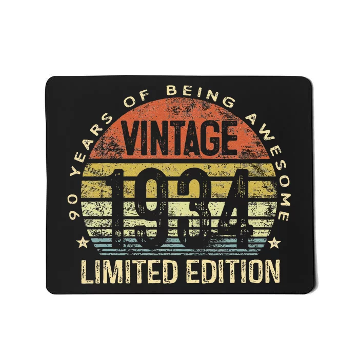 Funny 90 Year Old Gifts Vintage 1934 Limited Edition 90th Birthday Mousepad