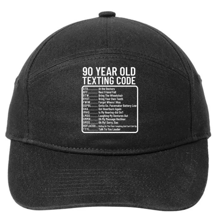 Funny 90 Year Old Texting Code Birthday 7-Panel Snapback Hat