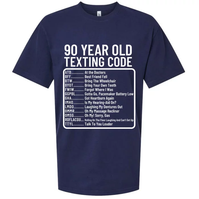 Funny 90 Year Old Texting Code Birthday Sueded Cloud Jersey T-Shirt