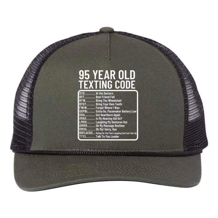 Funny 95 Year Old Texting Code Birthday Retro Rope Trucker Hat Cap