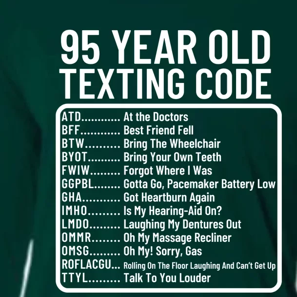 Funny 95 Year Old Texting Code Birthday Cooling Performance Long Sleeve Crew