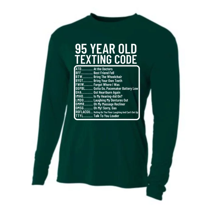 Funny 95 Year Old Texting Code Birthday Cooling Performance Long Sleeve Crew