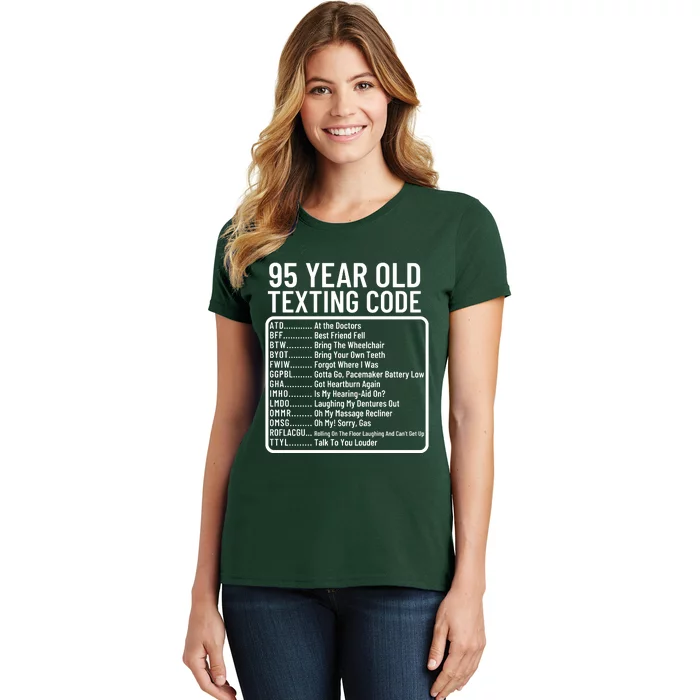 Funny 95 Year Old Texting Code Birthday Women's T-Shirt