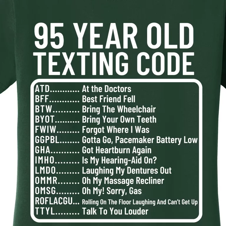 Funny 95 Year Old Texting Code Birthday Women's T-Shirt